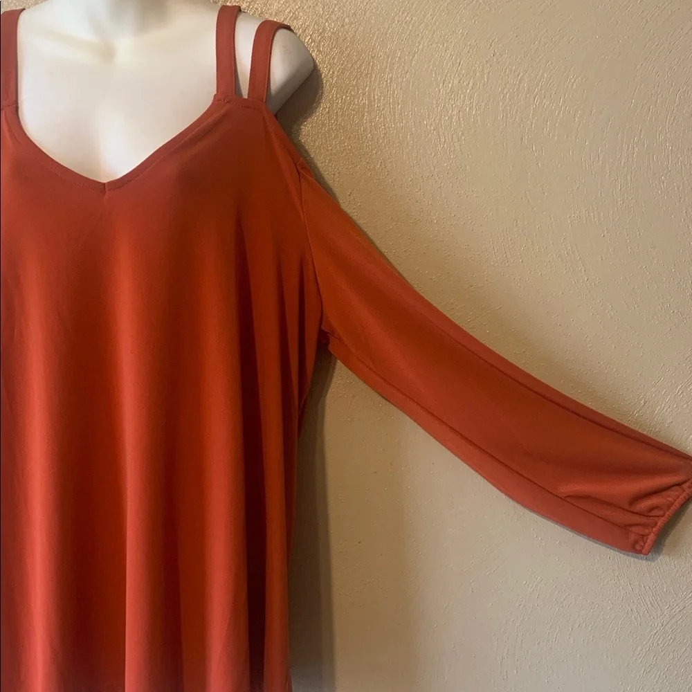 Torrid 3x Women's Spice Long Sleeve Cold-Shoulder Double Strap V-Neck Top - Picture 4 of 6